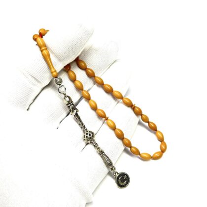 Bilek Boy Beyzi Model Püsküllü 4-8mm Sıkma Kehribar Tesbih