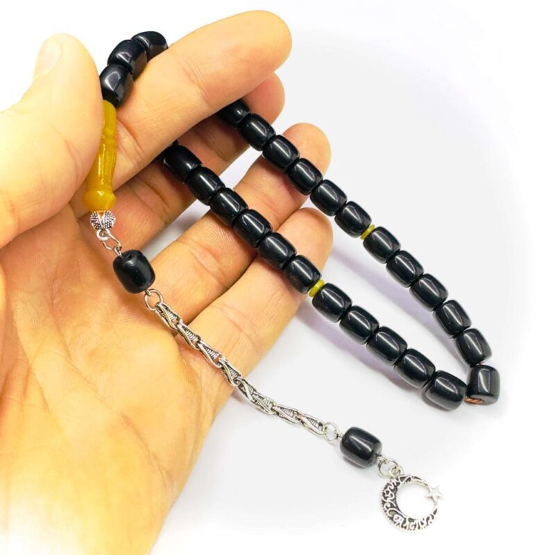 Çubuk Malzeme Püsküllü Kesme Model 8-9mm Sıkma Kehribar Tesbih
