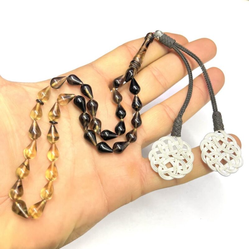 Damla Model Kazaz Püsküllü 7-11mm Ateş-Sıkma Kehribar Tesbih - Görsel 6