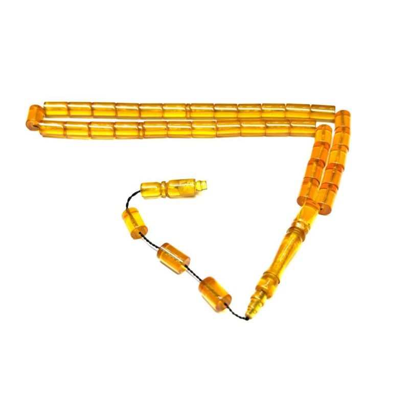 Kesme Model Usta İşi Sistemli 7-10mm Ateş Kehribar Tesbih - Görsel 2