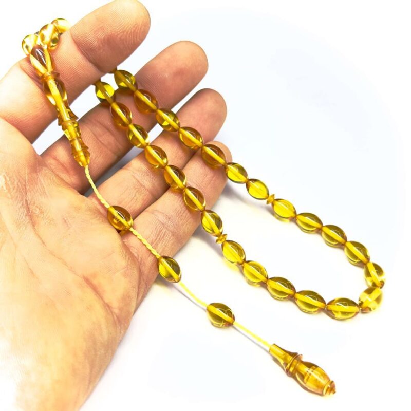 Sistemli Beyzi Model 7-11mm Ateş Sıkma Kehribar Tesbih