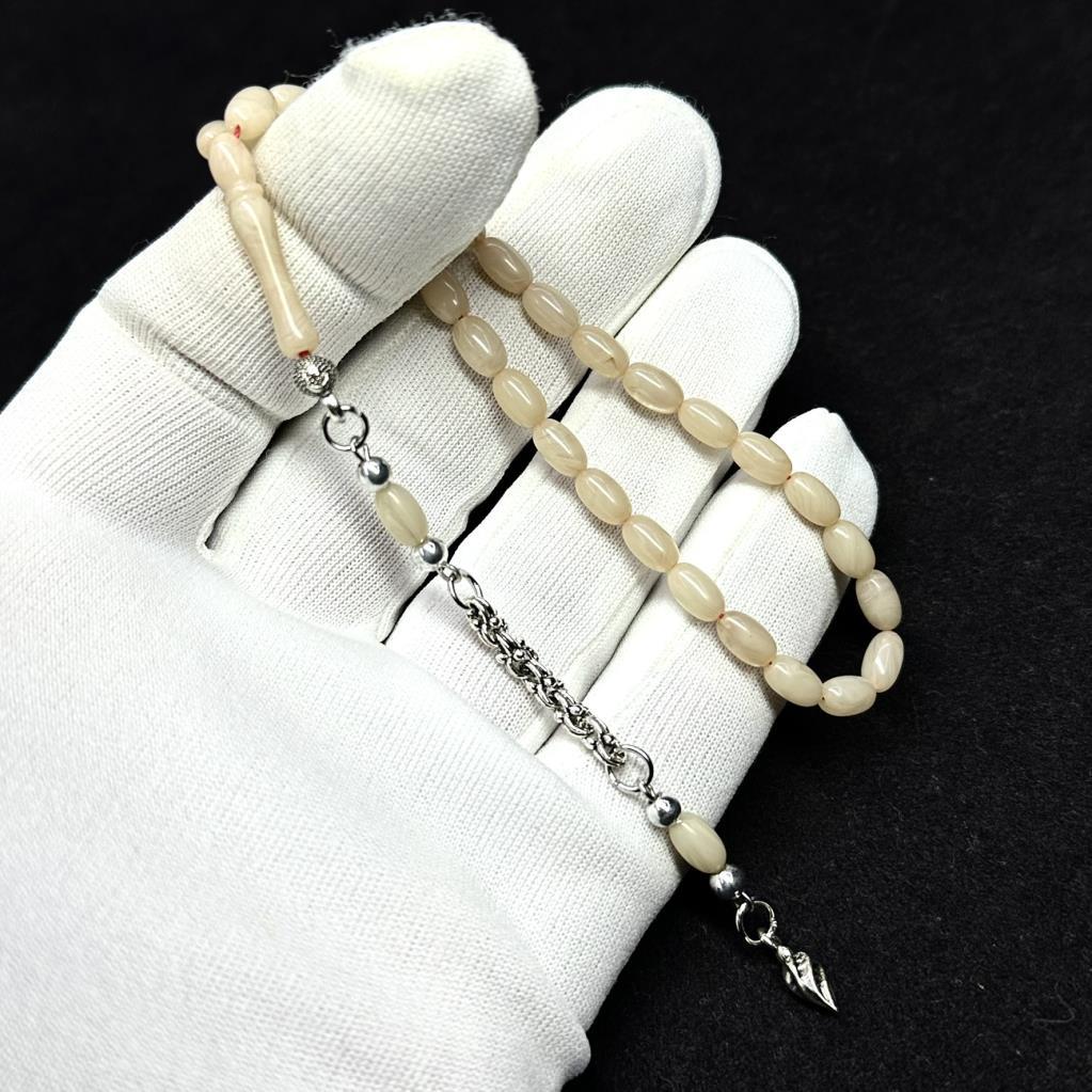 Bilek Boy Beyzi Model Püsküllü 4-7mm Sıkma Ateş Kehribar Tesbih
