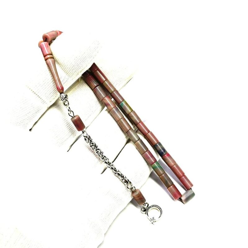 Bilek Boy Kesme Model Püsküllü 5-7mm Hareli Sıkma Kehribar Tesbih
