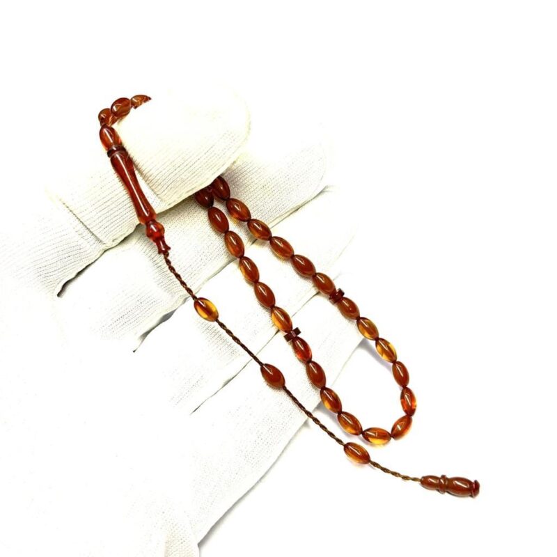 Bilek Boy Beyzi Model Püsküllü 4-7mm Sıkma Ateş Kehribar Tesbih