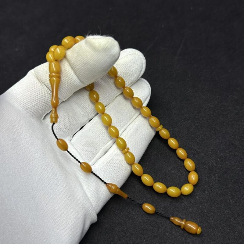 İzmur Usta İşi Sistemli Beyzi Model 6-8mm Sıkma Ateş Kehribar Tesbih